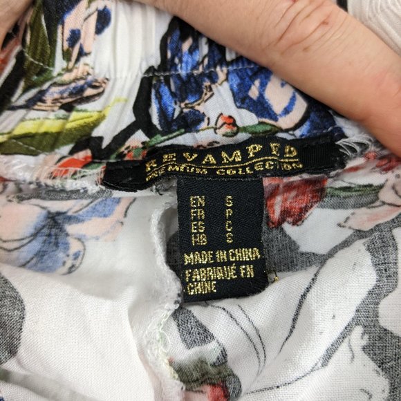 Revamped White Shorts with Blue and Red Flowers Small - Picture 6 of 9